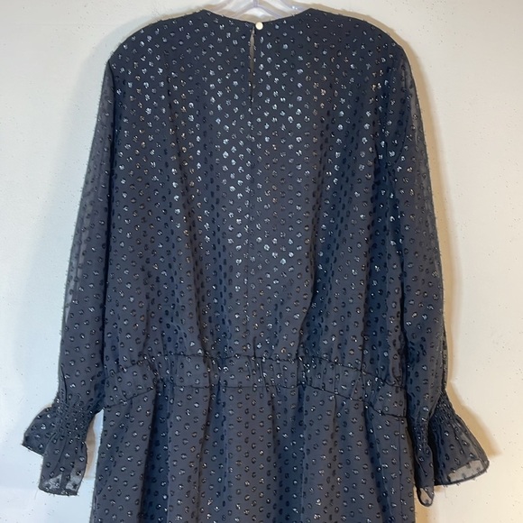 NWT. Libby Edelman XXL Shimmer Swiss Dot Long Sleeve Dress. - Picture 10 of 11